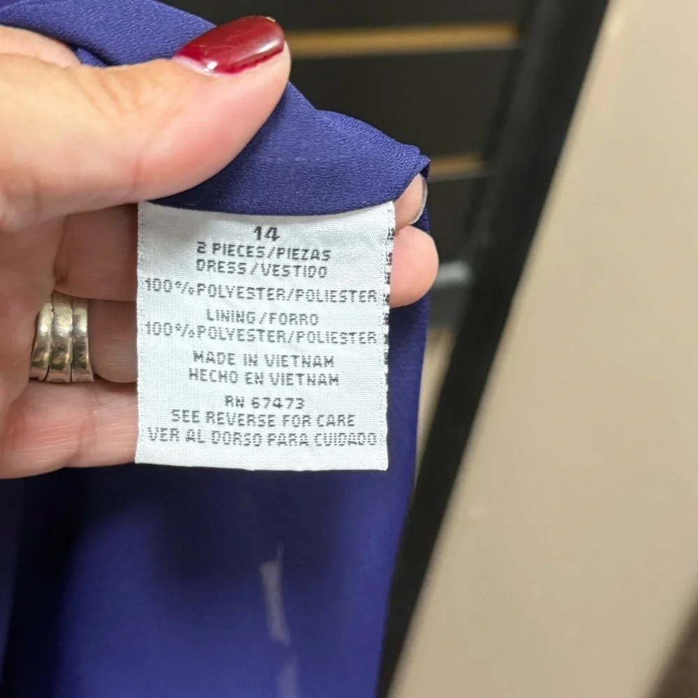 NWT Danny & Nicole Purple Ruffle Trim Dress & Jacket Set Size 14